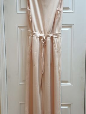 Sleeveless Boot-Cut Jumpsuit in Light Blush